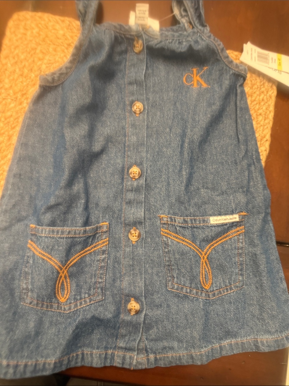Calvin Klein Denim Button-Front Jumper Dress - Blue